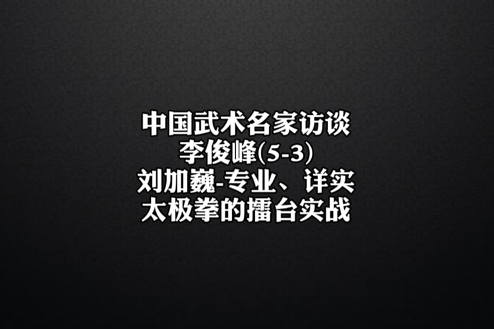 李俊峰53刘加巍关于太极拳擂台实战与武德的精彩补充论述