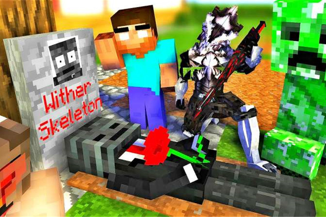 mc动画:怪物学校《凋零骷髅之死》,凋零骷髅变红眼僵尸复仇him