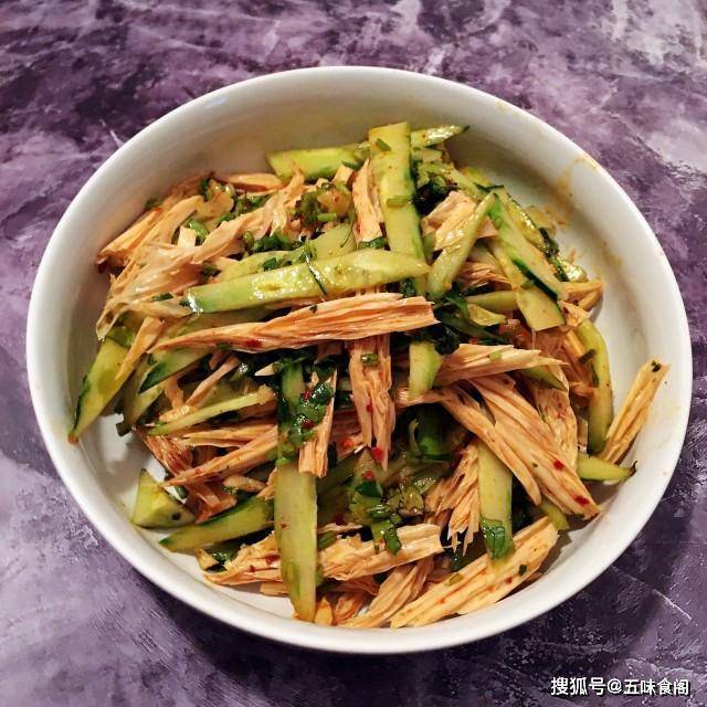 酸辣腐竹拌黄瓜,家常酸辣口,美味又方便