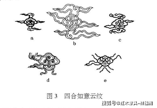 到了清代康熙时期,云纹则大多为一个大如意下无规则的加几个小旋涡纹