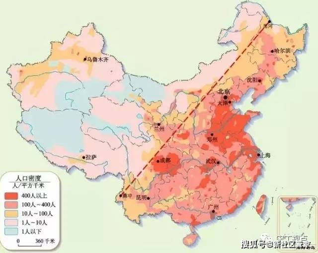 "胡焕庸线"被称为"中国百年地理大发现"之一,直到今天仍然 能够基本