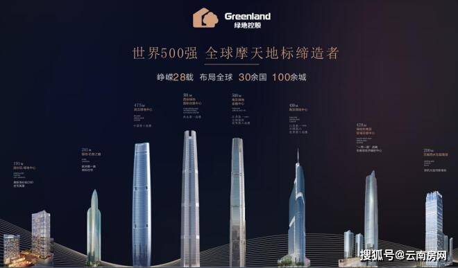 高度也均为城市的最高建筑:475米的武汉绿地中心,500米的南京绿地金融