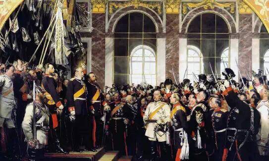 德皇威廉一世加冕典礼在法国的凡尔赛宫镜厅举行,宣布德国统一