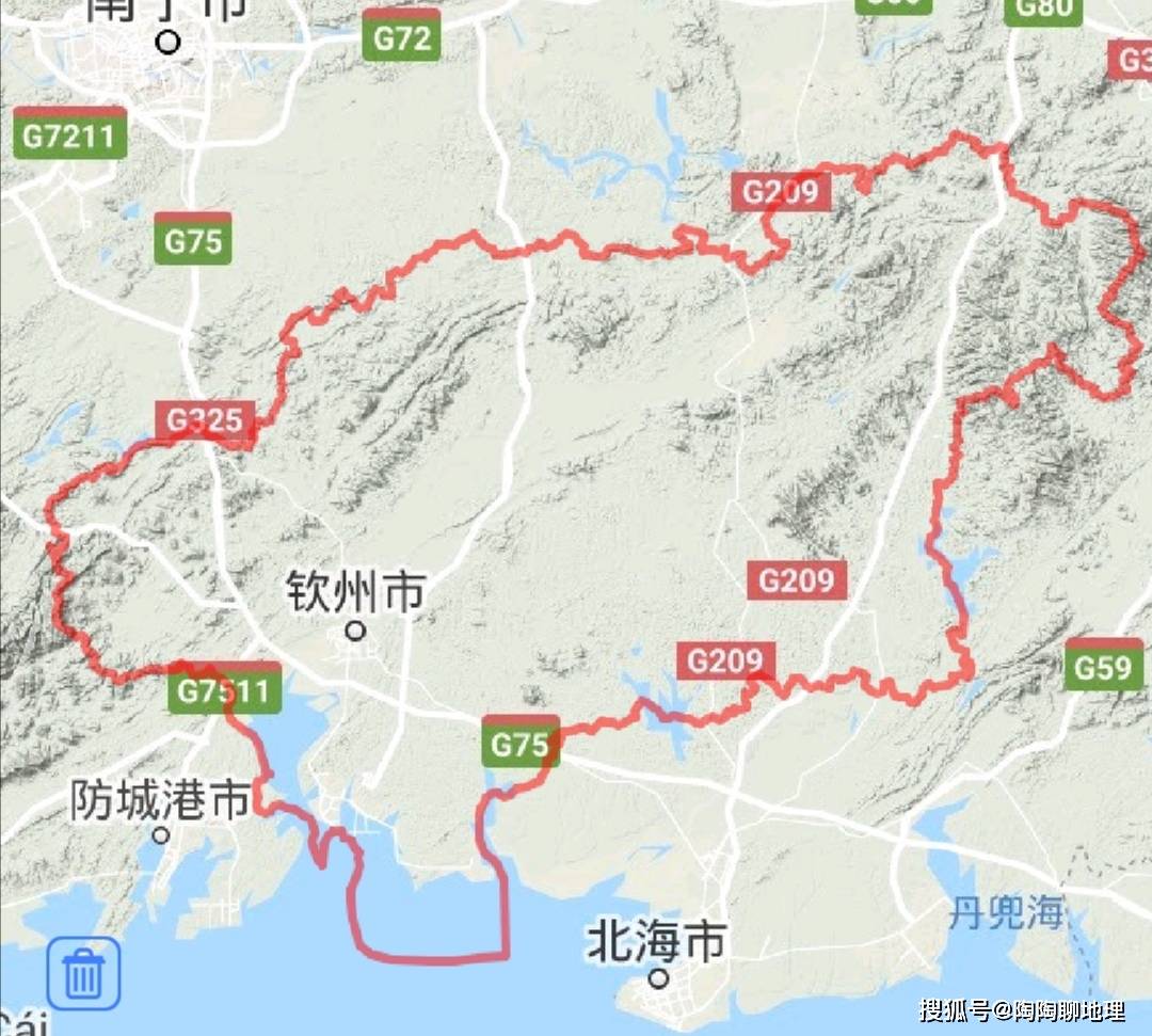 钦州市地理位置图 钦州市主要是属于丘陵地貌,丘陵起伏连绵,地形复杂.