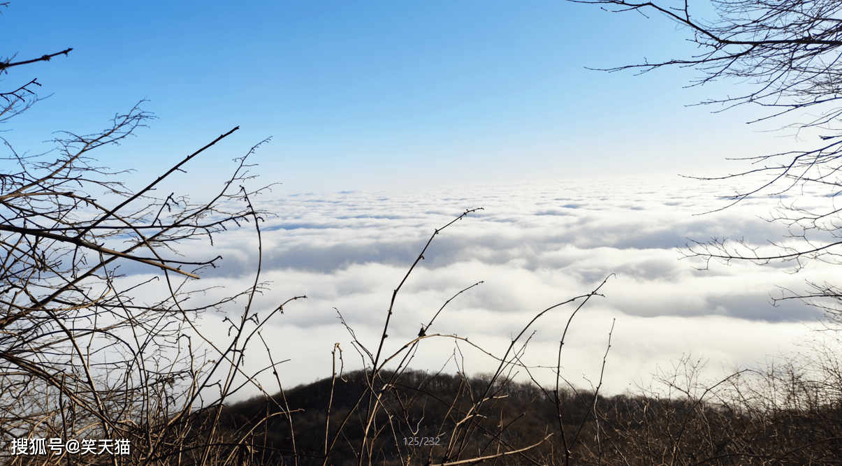 四川彭州天台山徒步登山,雪景与云海太美了