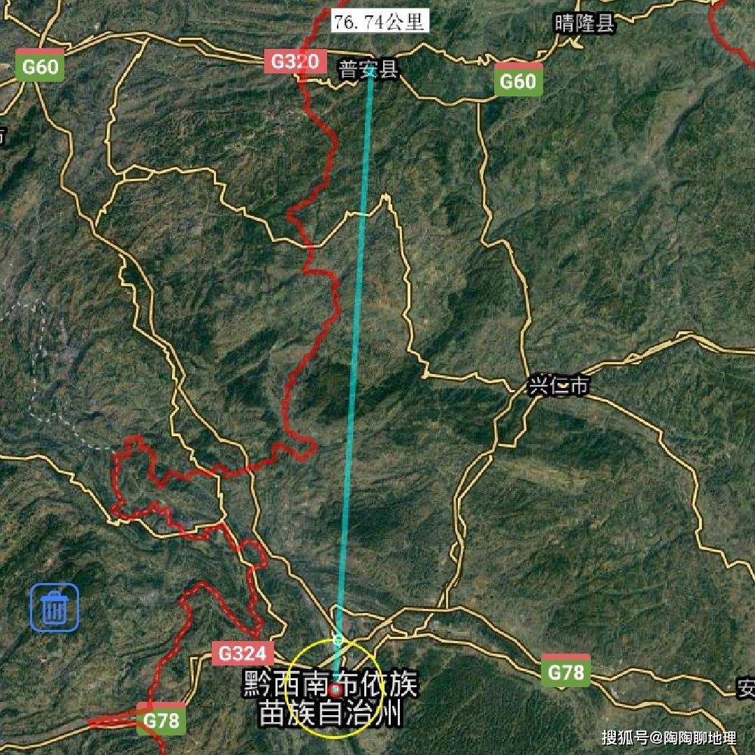 黔西南州各地至州府直线距离,望谟县最远