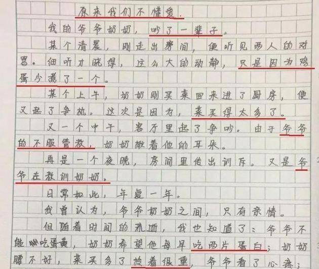 初中女生的期末作文火了,总结对爱的理解,网友:看得很