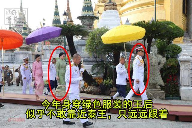 苏提达|68岁泰王玛哈总算撇下20名女护卫从德国回泰，王后穿绿裙迎接