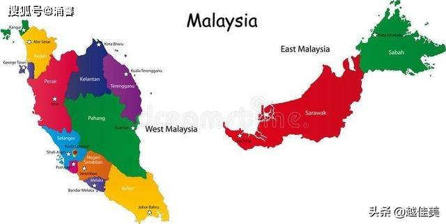 位图 西马位于马来半岛南部,北与泰国接壤,南与新加坡隔柔佛海峡相望