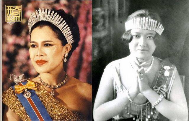 泰国王太后诗丽吉一次戴2顶皇冠,气场力压戴布花王后