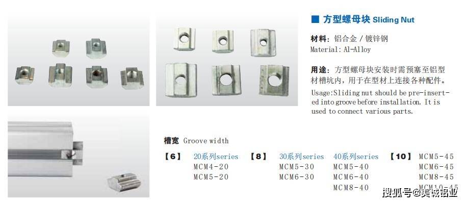 型号和t型螺母以及弹性螺母块差不多但是多了个m10的型号,用于45系列