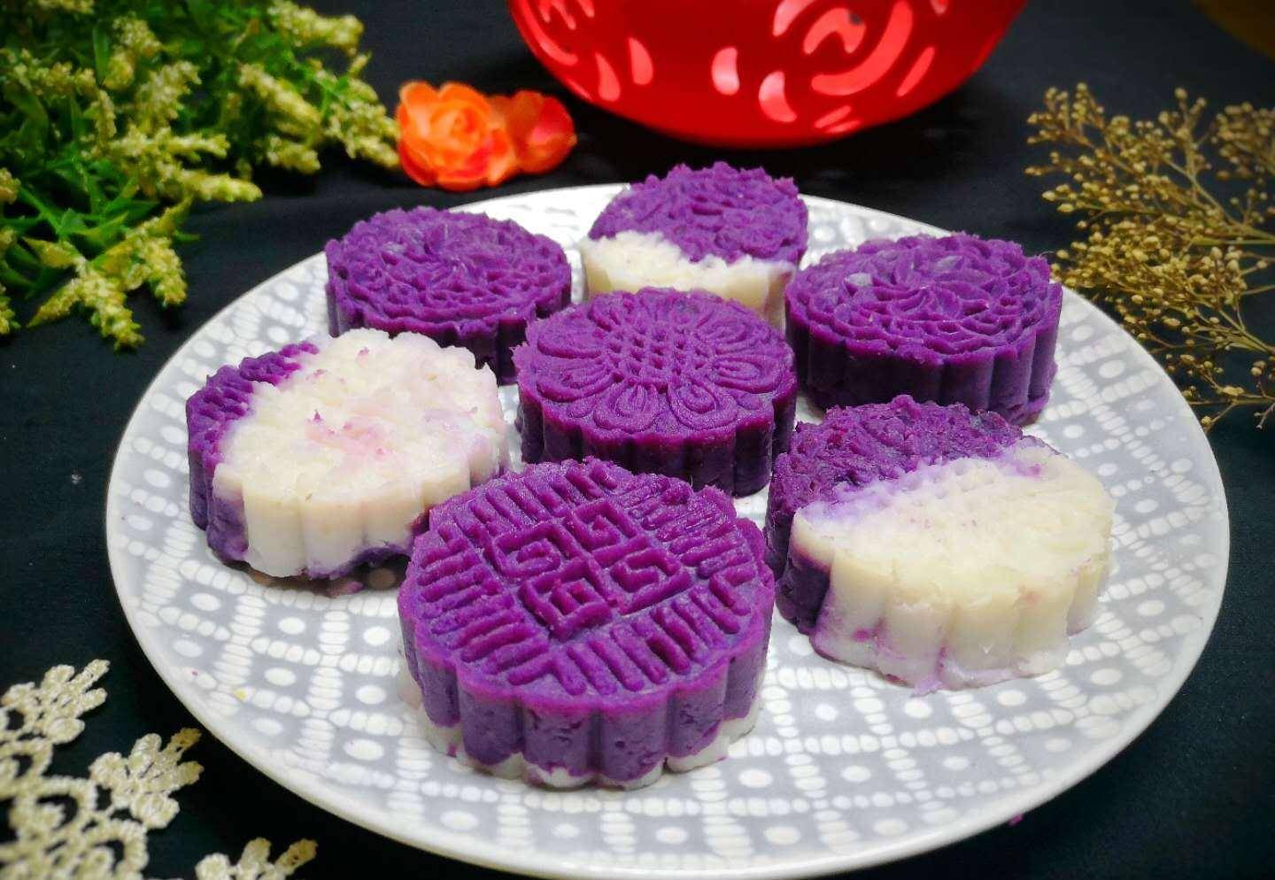 【紫薯山药糕】