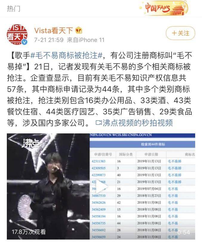 %title插图%num 公司申请毛不易掉商标生产牙刷-WordPress极简博客