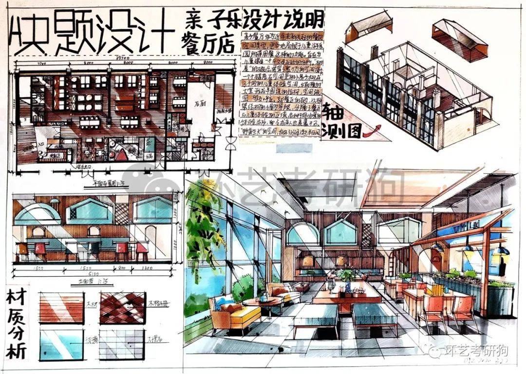 室内快题丨餐饮空间(餐厅咖啡馆茶室)专题作品集锦/环艺考研狗