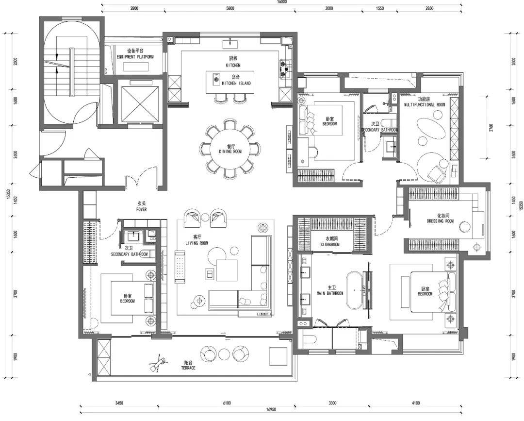 万科·方圆约230平米(建筑面积)户型布置参考图,南通
