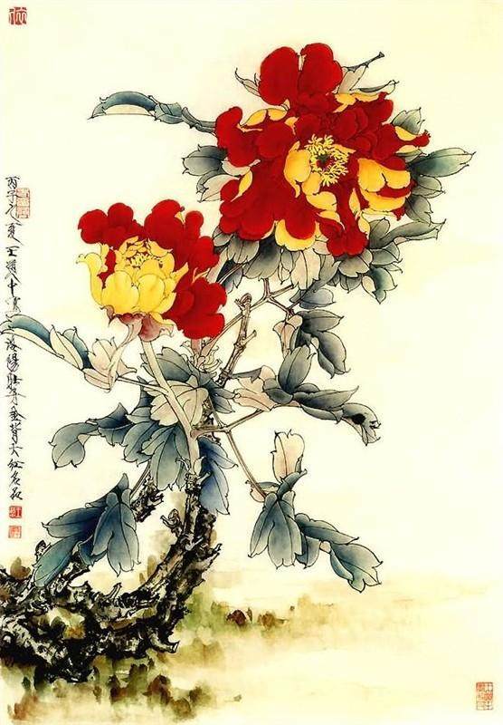 花鸟画大师王道中工笔牡丹欣赏!