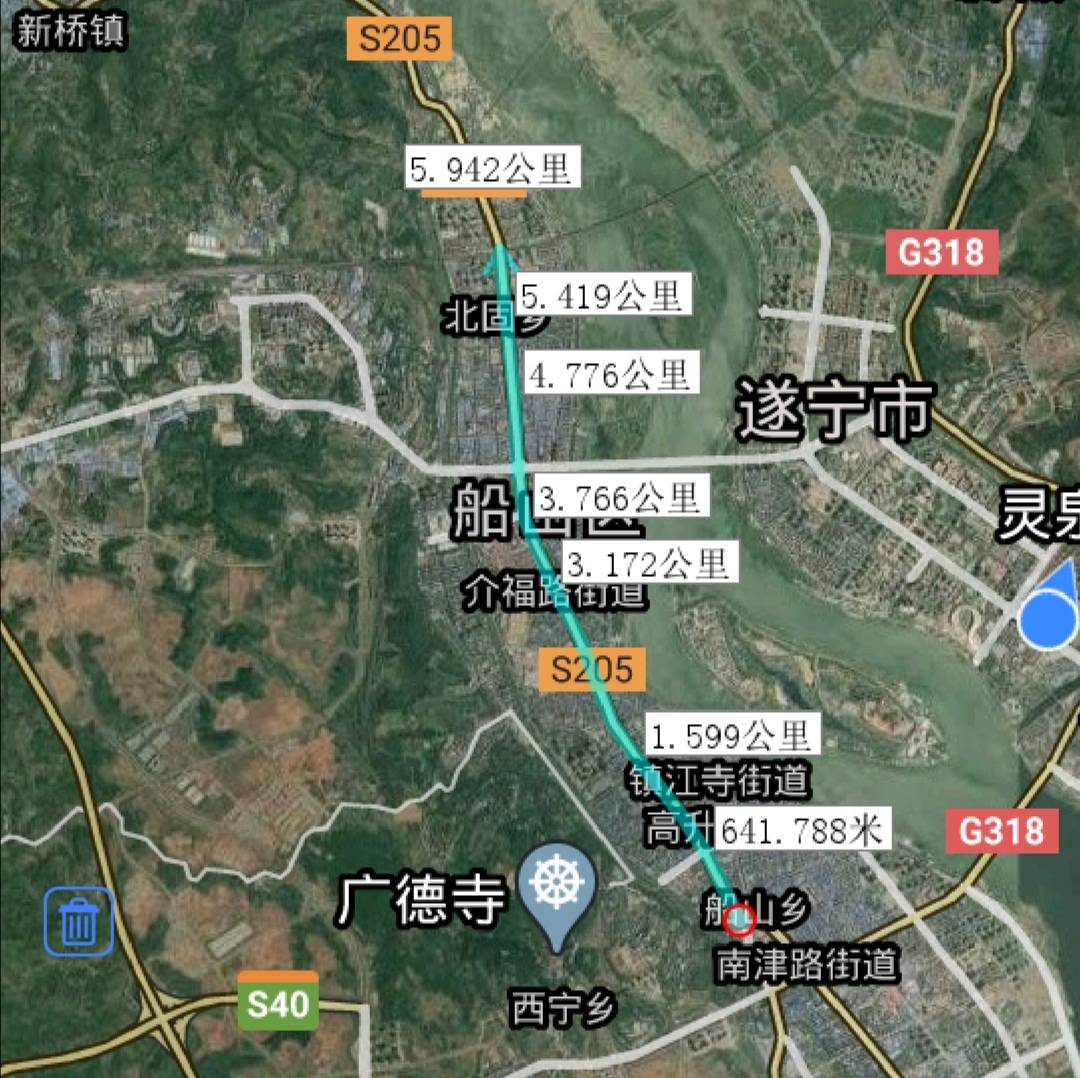 连接遂宁市区的南门和北门地区的一条城区中轴线,遂州南路从南转盘起