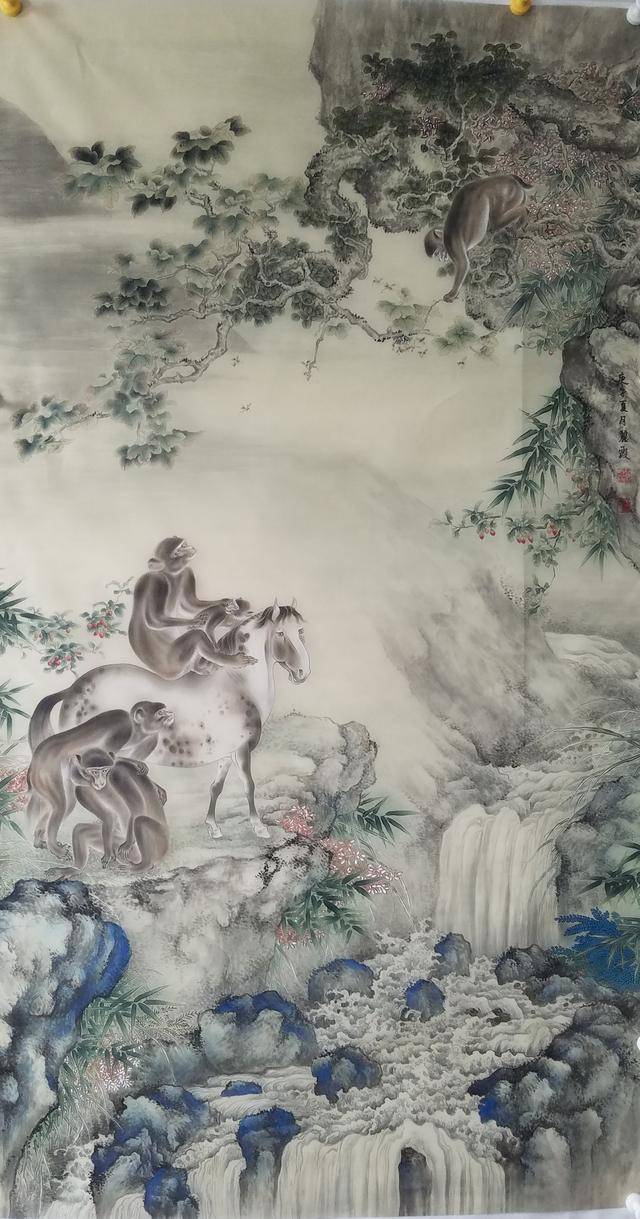 董丽霞老师工笔作品《马上封侯图》赏析