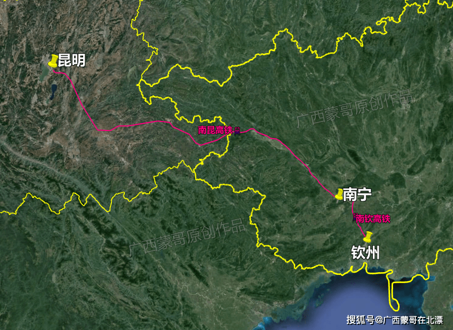 卫星图解:广西的西南出海大通道,通过铁路如何实现?