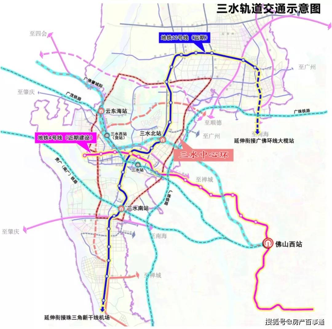由北向南经过乐平中心工业园区,三水新城,三水现有中心城区,西南水都