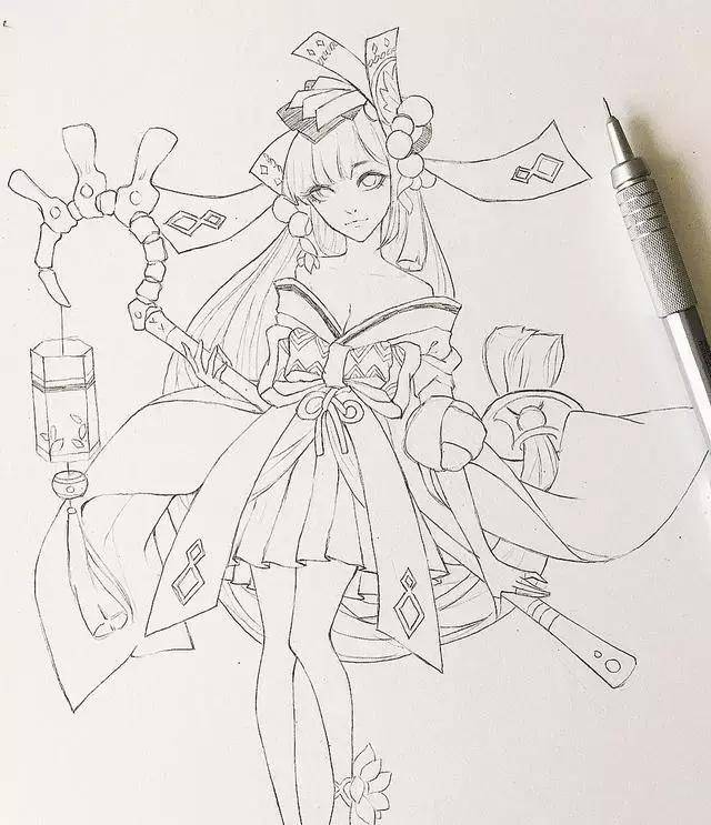 「cg原画插画教程」绝美仙气女生线稿|临摹手绘
