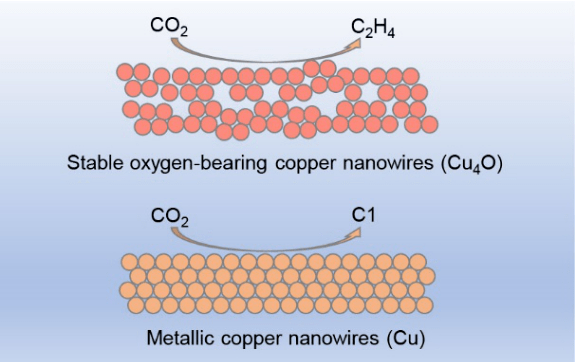 cu4o和金属cu催化还原co2的不同路径和产物为此,电化学原位还原条件下