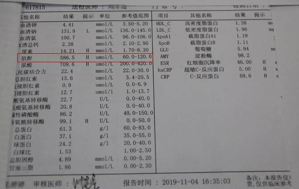 邹师傅的化验单