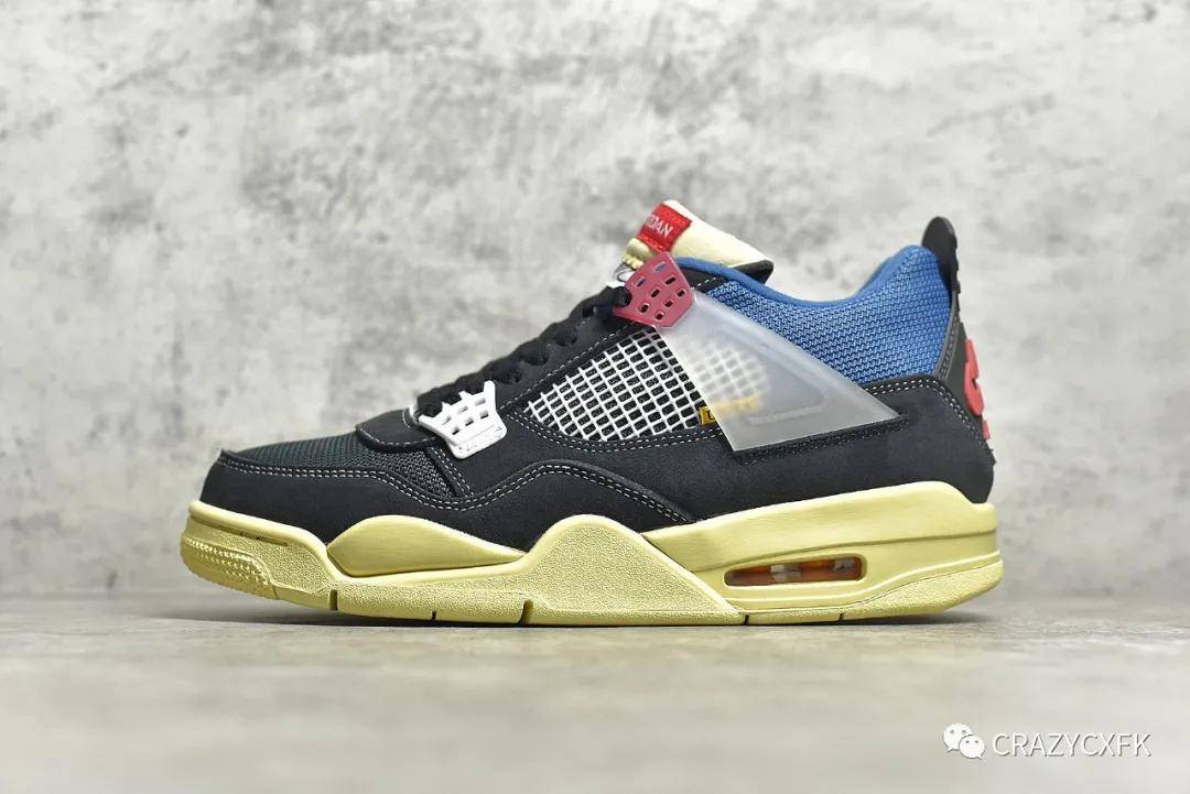 尼克杨上脚unionlaxairjordan4retrospoffnoir蓝黑球鞋dc9533001