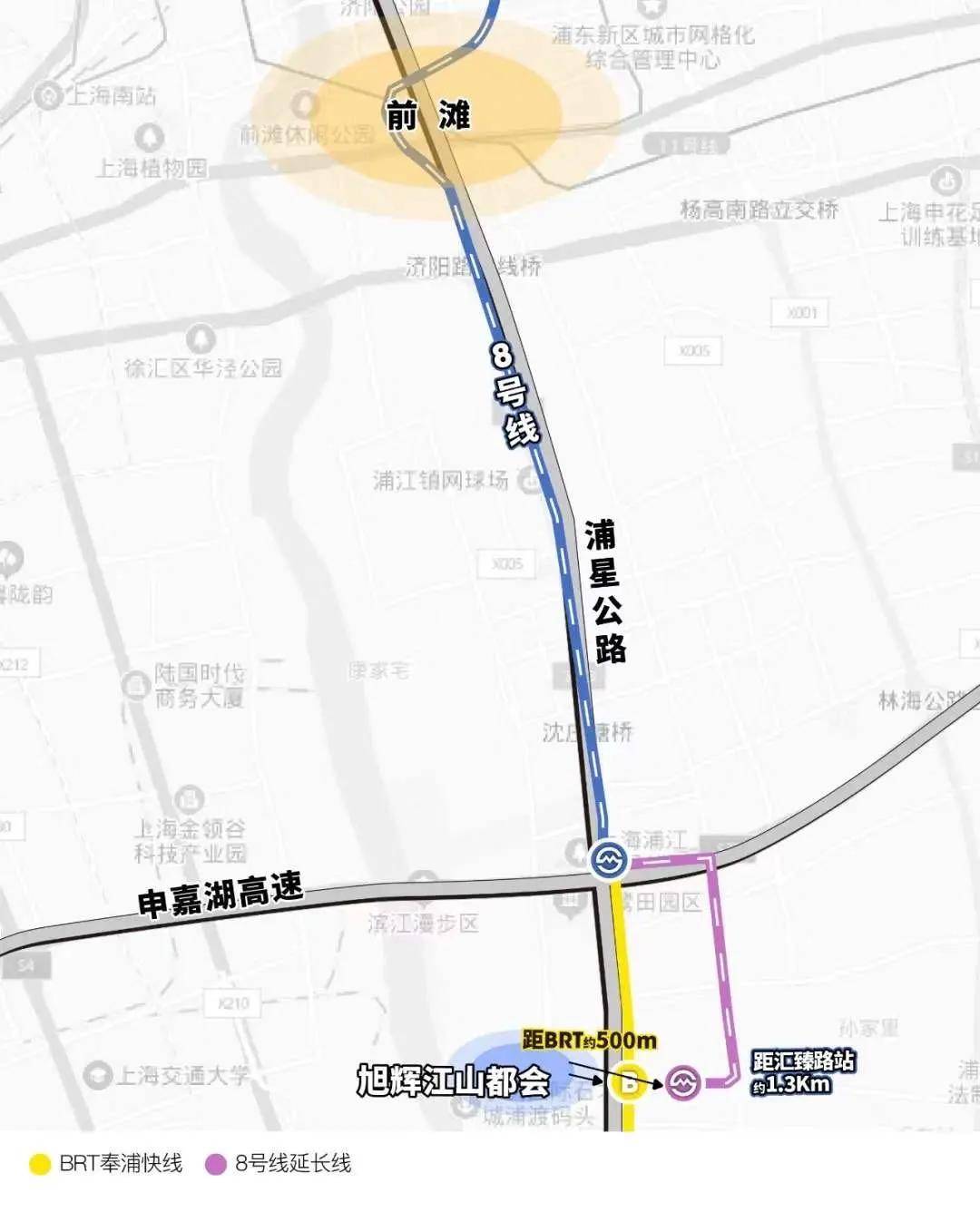 (以上数据来源于百度地图) 浦星公路快速链接嘉闵高架路,申嘉湖高速