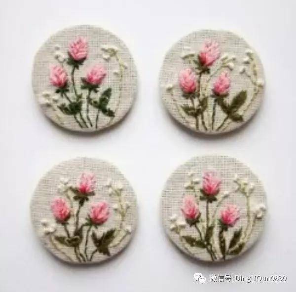 手绣|「刺绣作品」50款时尚的手绣布料纽扣，也许用的到！