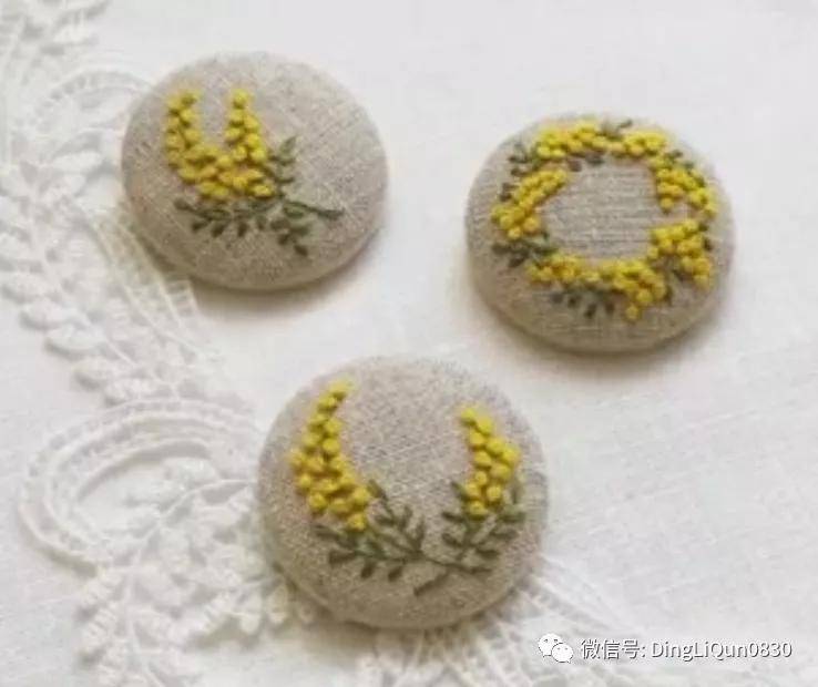 手绣|「刺绣作品」50款时尚的手绣布料纽扣，也许用的到！