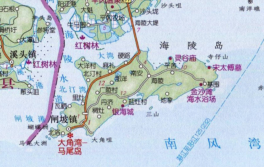 广东阳江江城区一个大镇,位于海岛之上,拥有大角湾景区