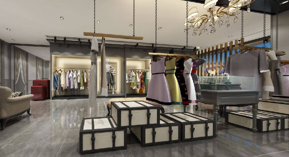 上海90平米现代女装店服装店装修效果图