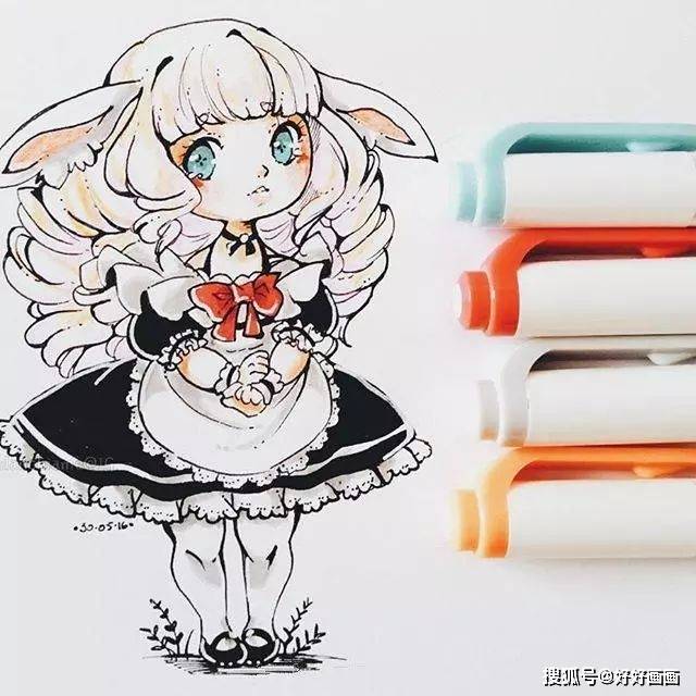 用马克笔画q版人物!