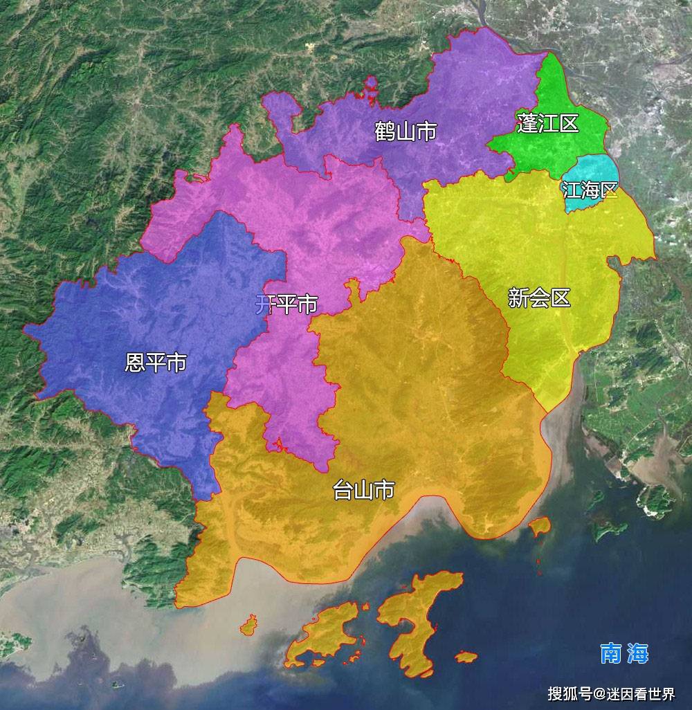 9张地形图,快速了解广东省江门市的7个市辖区市_台山