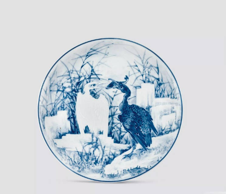 王步瓷器拍卖榜第13名 王步 青花花鸟四方笔筒
