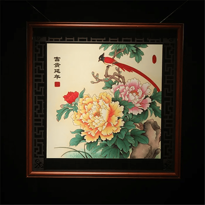 国色天香掐丝珐琅三联画戴嘉林大师作品