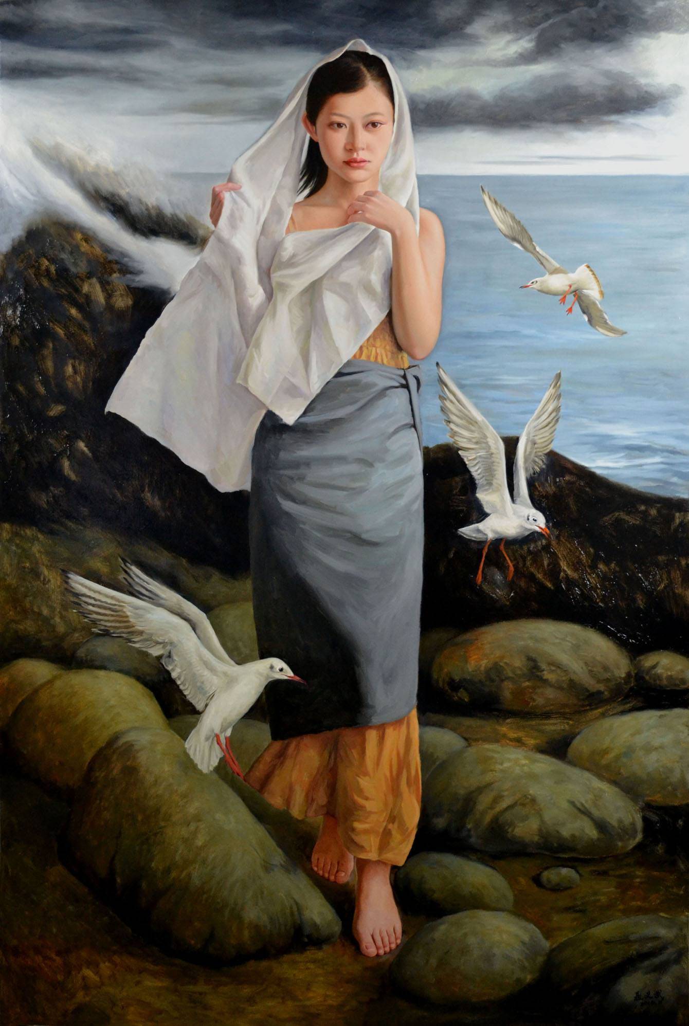 图片[5]-青年艺术家聂义武人体油画中的少女，有着古典雅致的纯美气息-魔性次元
