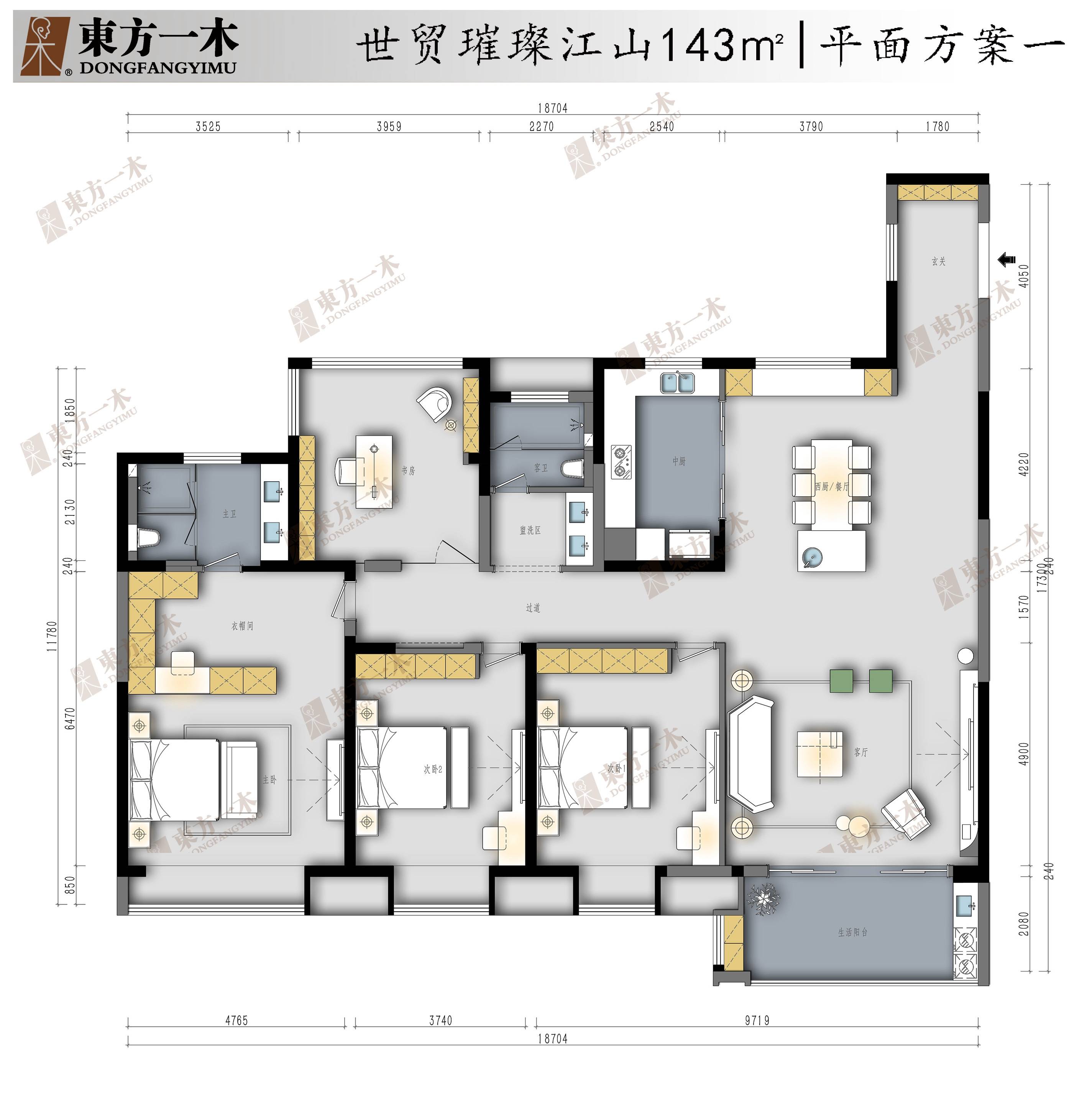 原创南京·世茂璀璨江山143㎡户型改造┃法式轻奢┃东方一木