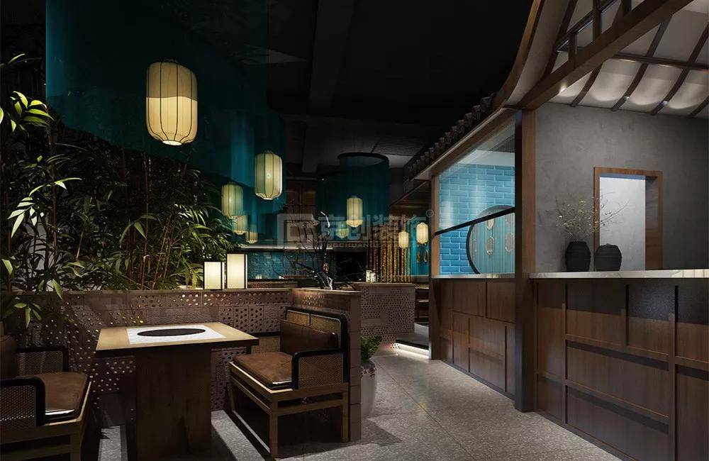 卤舍火锅店设计-新中式火锅店设计-京创装饰_门厅