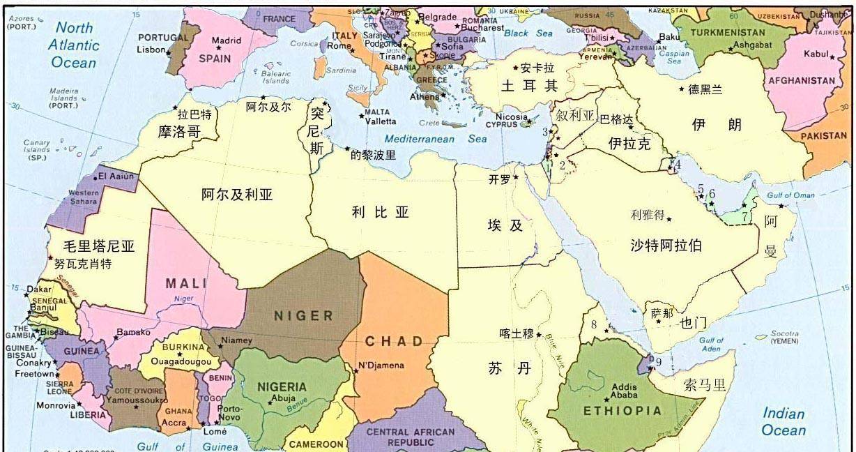 中东地图也就是说,随着越来越多的犹太人出现在了中东的土地上,但