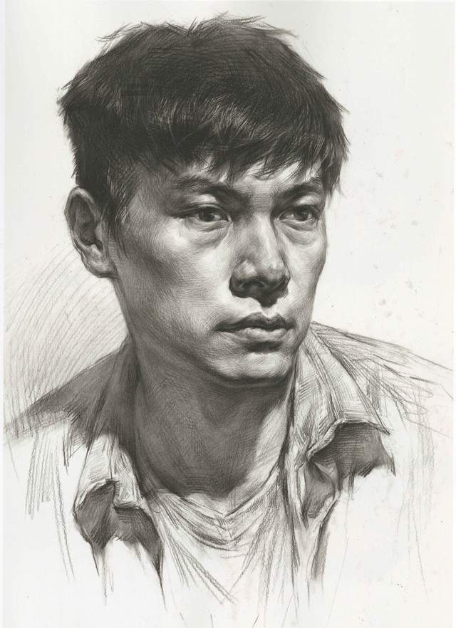 图南画室丨男青年正面素描头像教学讲解丨联考校考素描头像高分卷