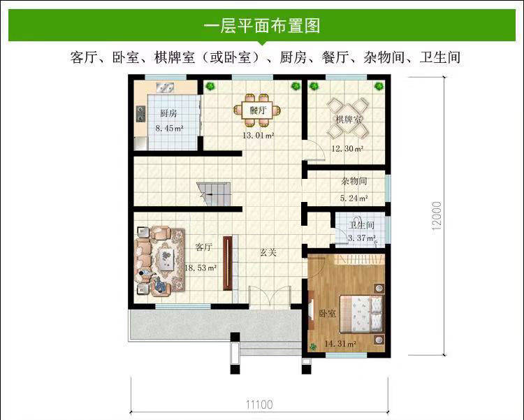 农村133㎡小户型自建,双层简约别墅图纸_设计图