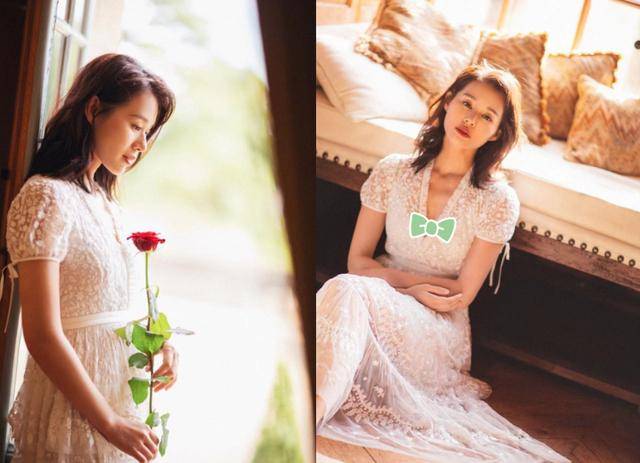 胡杏儿衣品是真好,穿吊带蕾丝裙女人味十足,就是肩膀