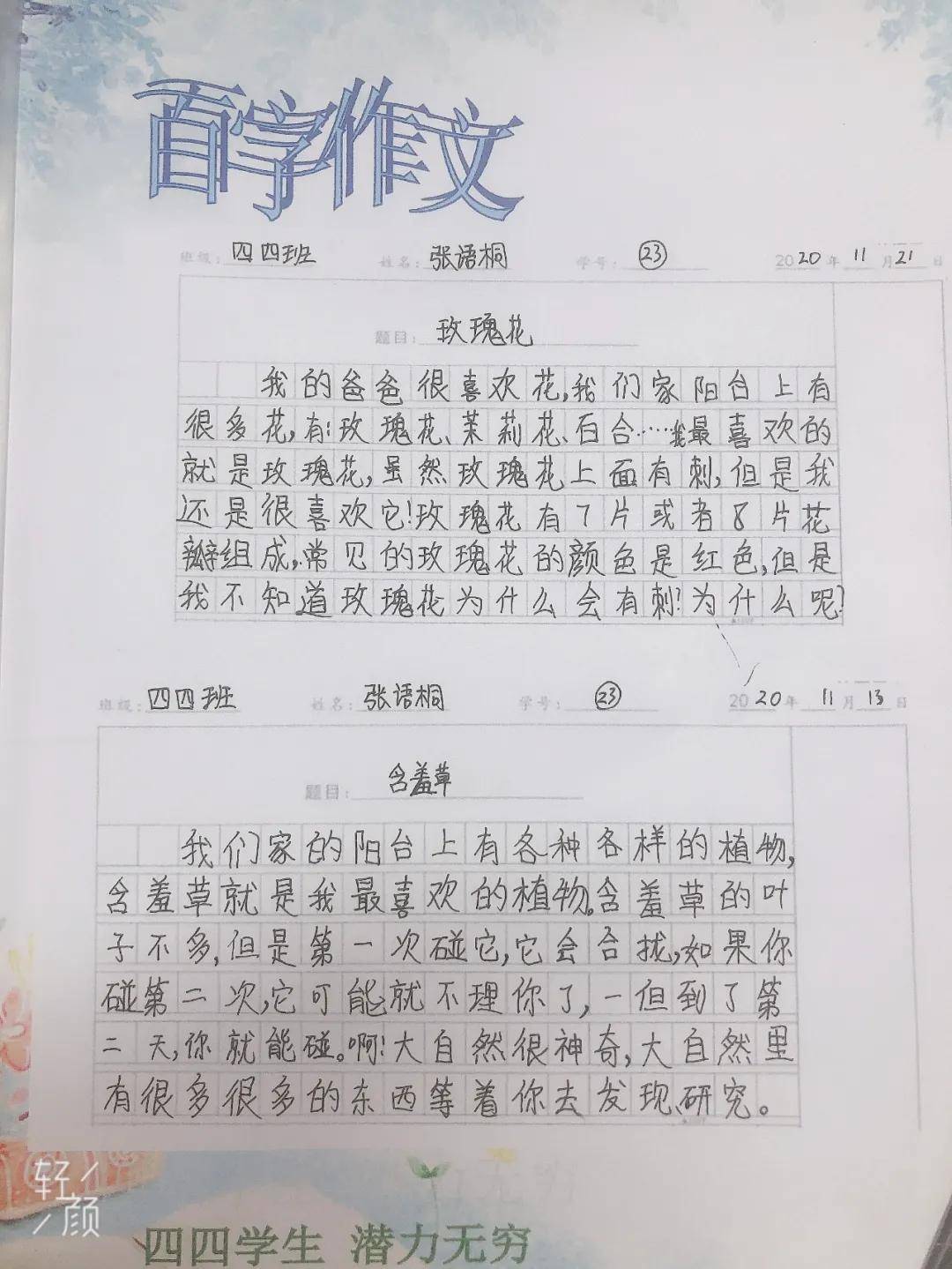 我以我手写我心惠济区实验小学四年级开展百字作文活动