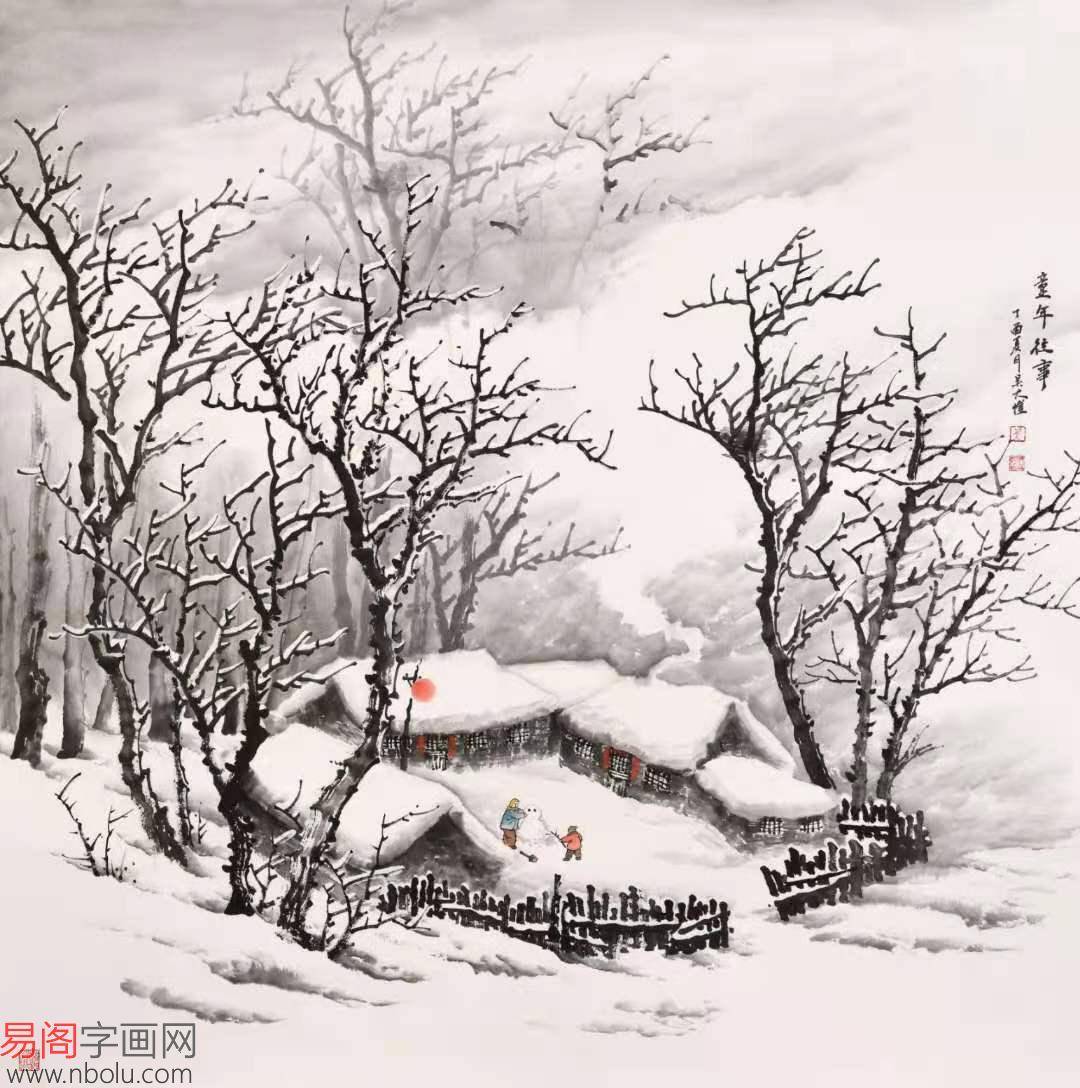 雪景画家吴大恺:在画家笔下重拾充满乐趣童年乡村雪景