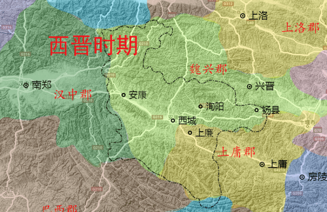上图为公元7年西汉时期.此时今安康市境内仅存上图三县,属汉中郡.