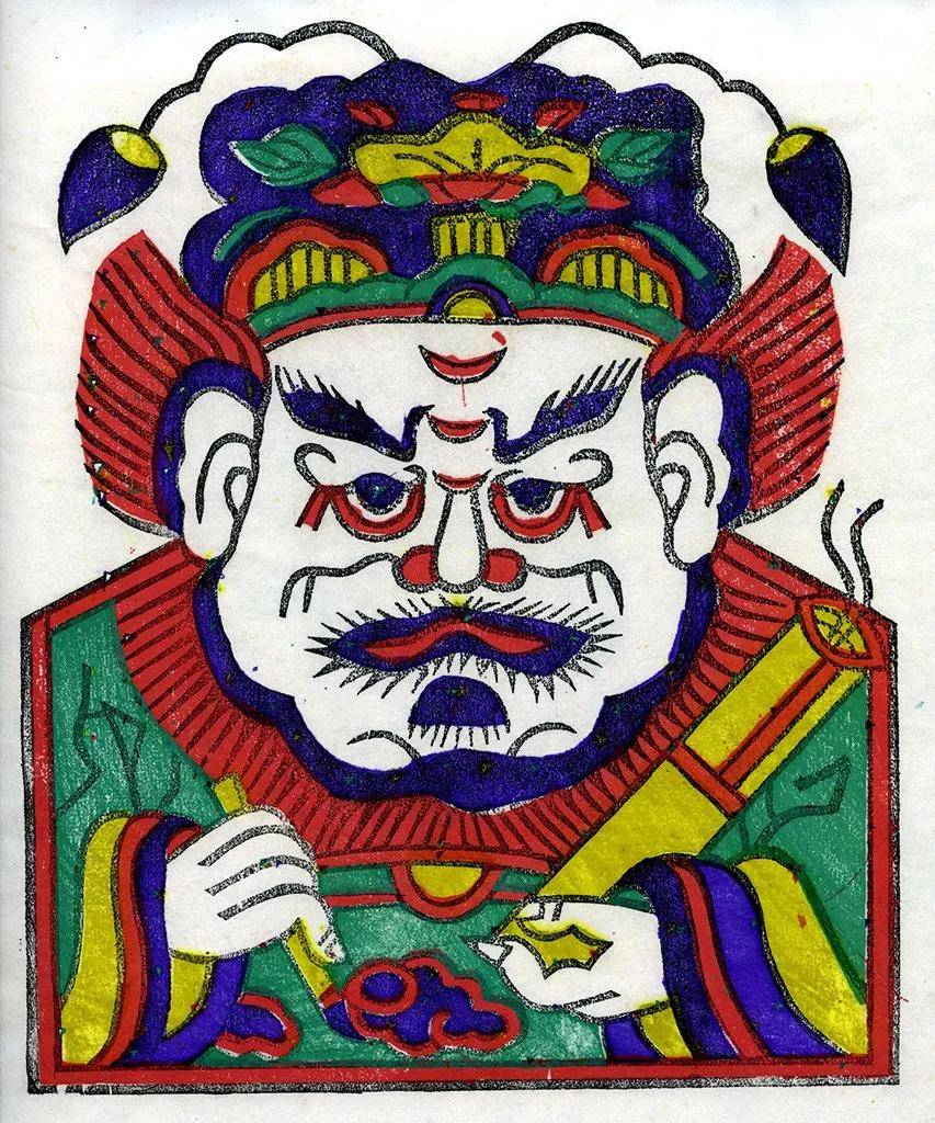 传统门神都是辟邪镇宅的武将,佛山木版年画这一男一女的门画十分独特