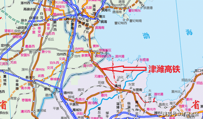 津潍高铁北起天津市滨海新区,向南经南港工业区,大港油田及北大港湿地