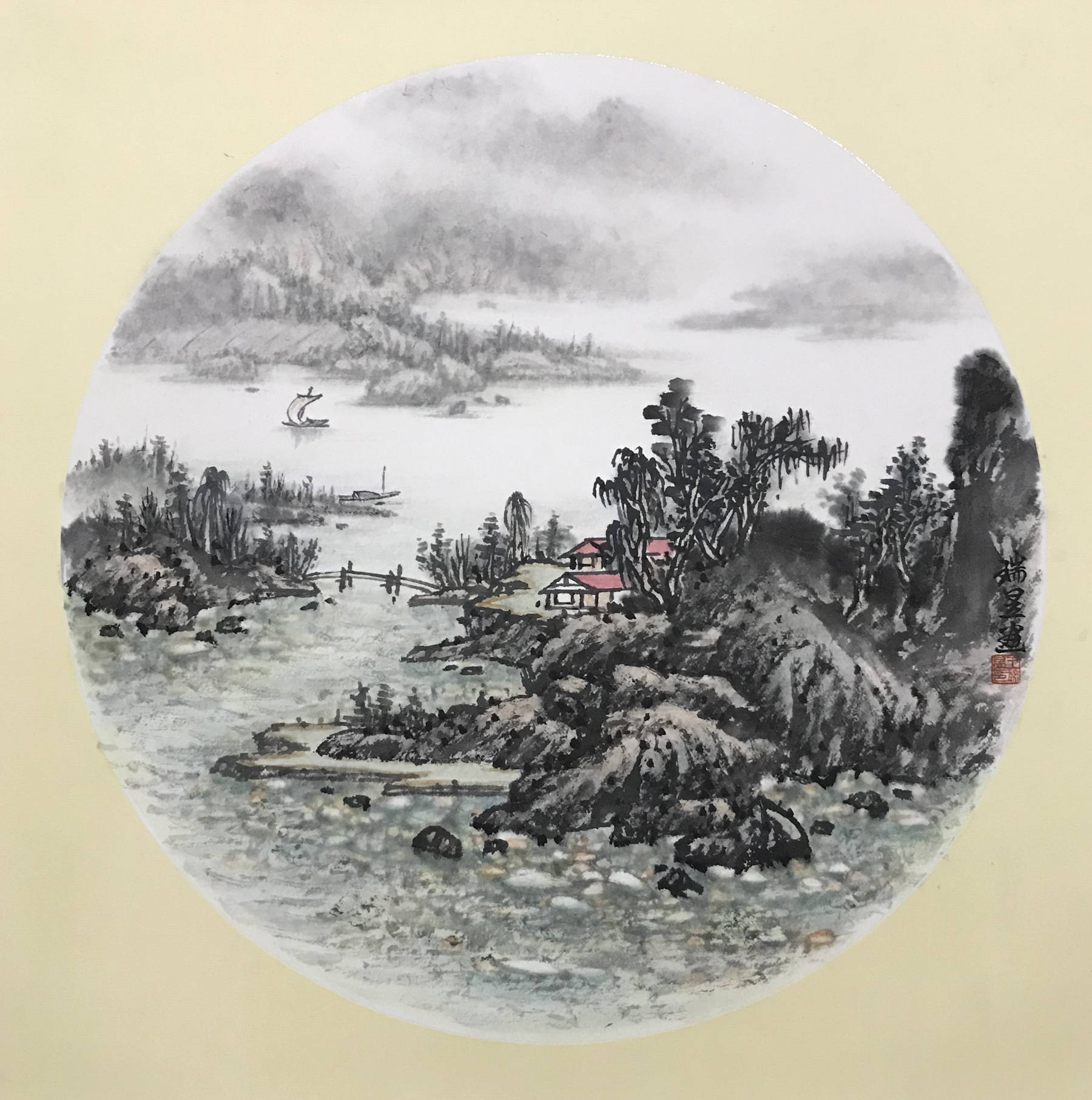 真实感情倾注在宣纸王瑞昱山水画作品欣赏